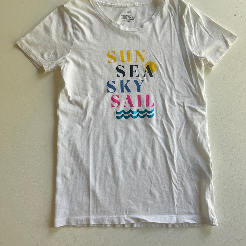 J. Crew White Tee with Colorful Graphic